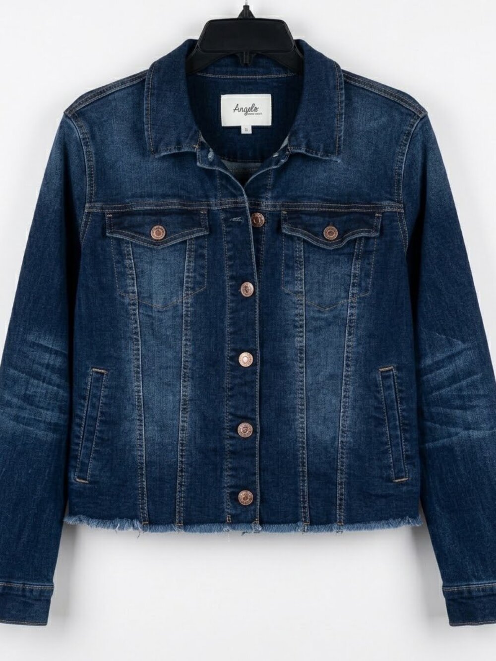 Angels Blue Distressed Denim Jacket Women Size Large